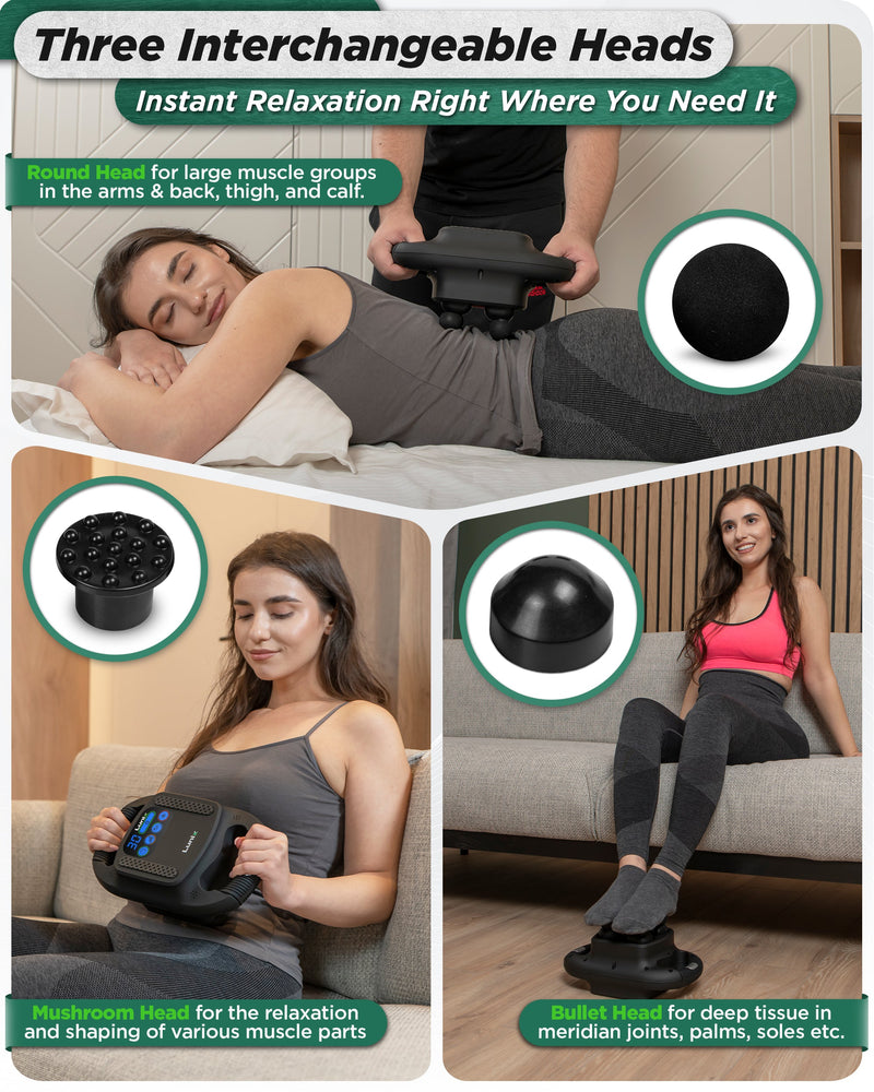 Load image into Gallery viewer, Lunix - LX25 4-Head Percussion Massager with Infrared Light (Charcoal Black)