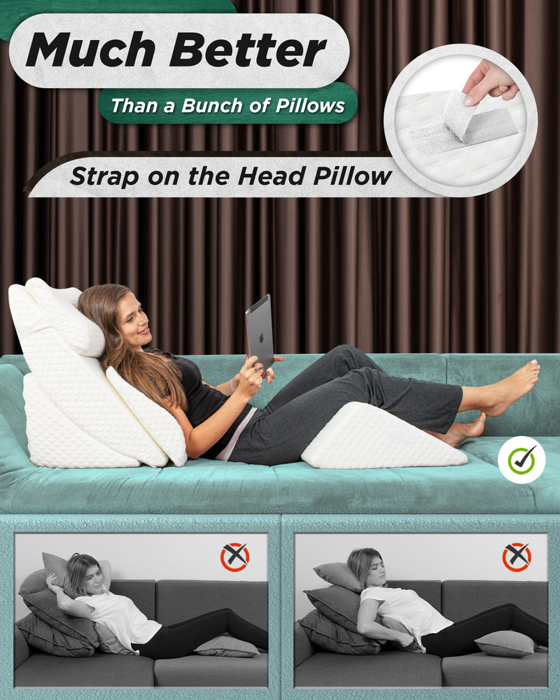 Load image into Gallery viewer, Lunix - LX13 6pcs Orthopedic Bed Wedge Pillow System, with Hot Cold Pack White