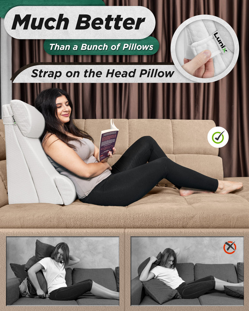 Load image into Gallery viewer, Lunix - LX8 2-LAYER ORTHOPEDIC WEDGE PILLOW SET, WITH HOT COLD PACK WHITE