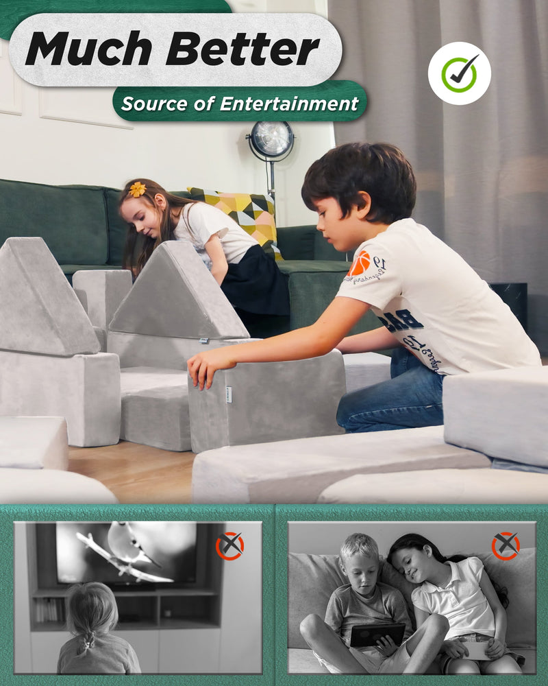 Load image into Gallery viewer, Lunix - LX22 11-Piece Modular Play Couch (Cloud Gray)