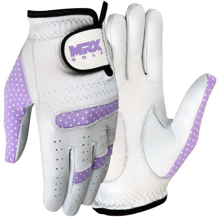 Load image into Gallery viewer, MRX - Women's Golf Gloves Left & Right Hand Cabretta Leather Golfer Glove - Left / White / Purple / S