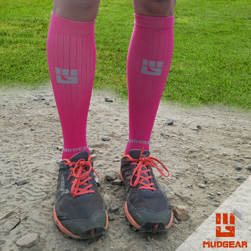 Load image into Gallery viewer, MudGear - Tall Compression Socks (Pink/Gray)