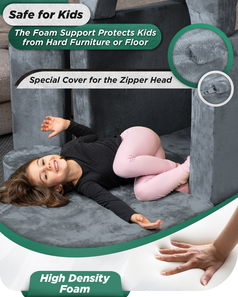 Load image into Gallery viewer, Lunix - LX15 14-Piece Play Couch Bundle (Stone Gray + Extra Serenity Blue Cover)