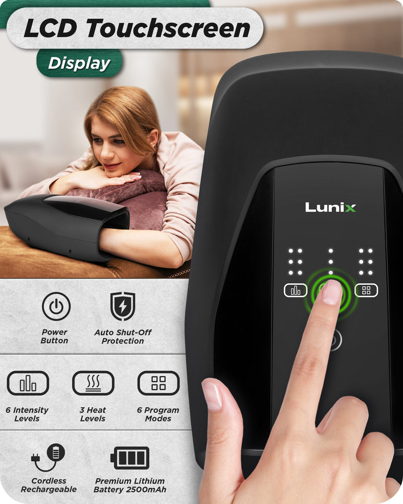 Load image into Gallery viewer, Lunix - LX29 Hand Massager with Heat & Air Compression, Charcoal Black