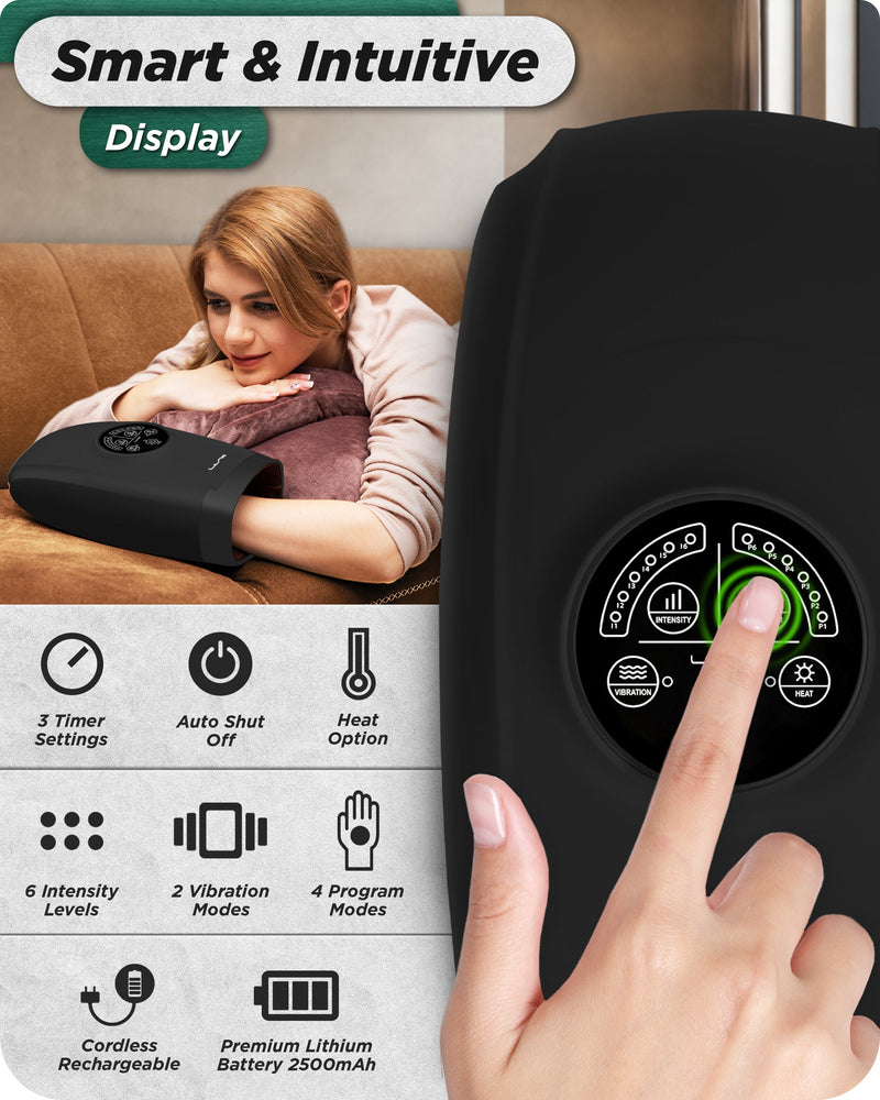 Load image into Gallery viewer, Lunix - LX3 Carpal Tunnel & Wrist Pain Relief Device, Heated Air Compression Hand Massager, Charcoal Black
