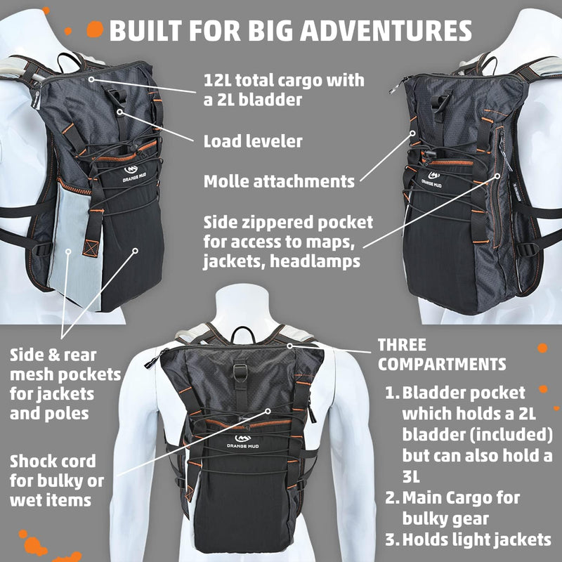 Load image into Gallery viewer, Orange Mud - Adventure Pack 12L 3.0: Ideal for Ultra Running, Hiking, Mountain Biking - Hydration Backpack