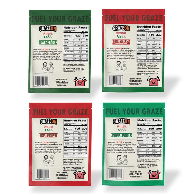 Load image into Gallery viewer, GrazeOn - Christmas Red + Green Chile Beef Crisps (2 oz) - Protein Snack