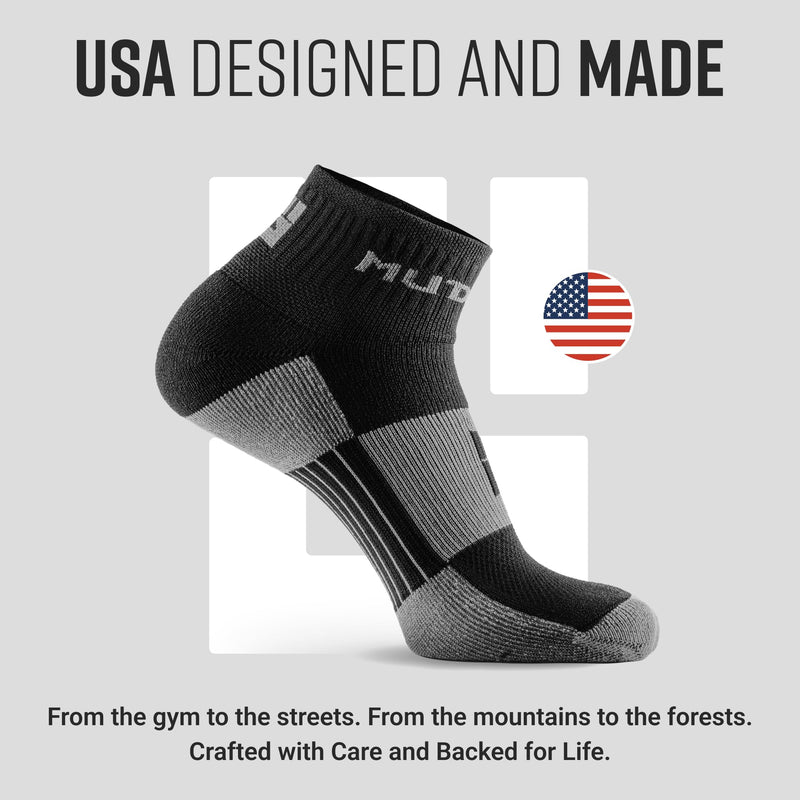 Load image into Gallery viewer, MudGear - Quarter (¼) Crew Socks - Black/Gray (2 pair pack)