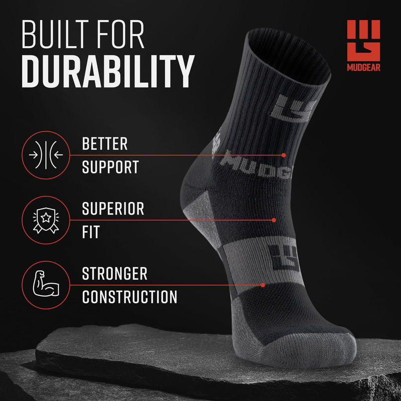 Load image into Gallery viewer, MudGear - 5" Crew Height Trail Running Sock (Black/Gray)
