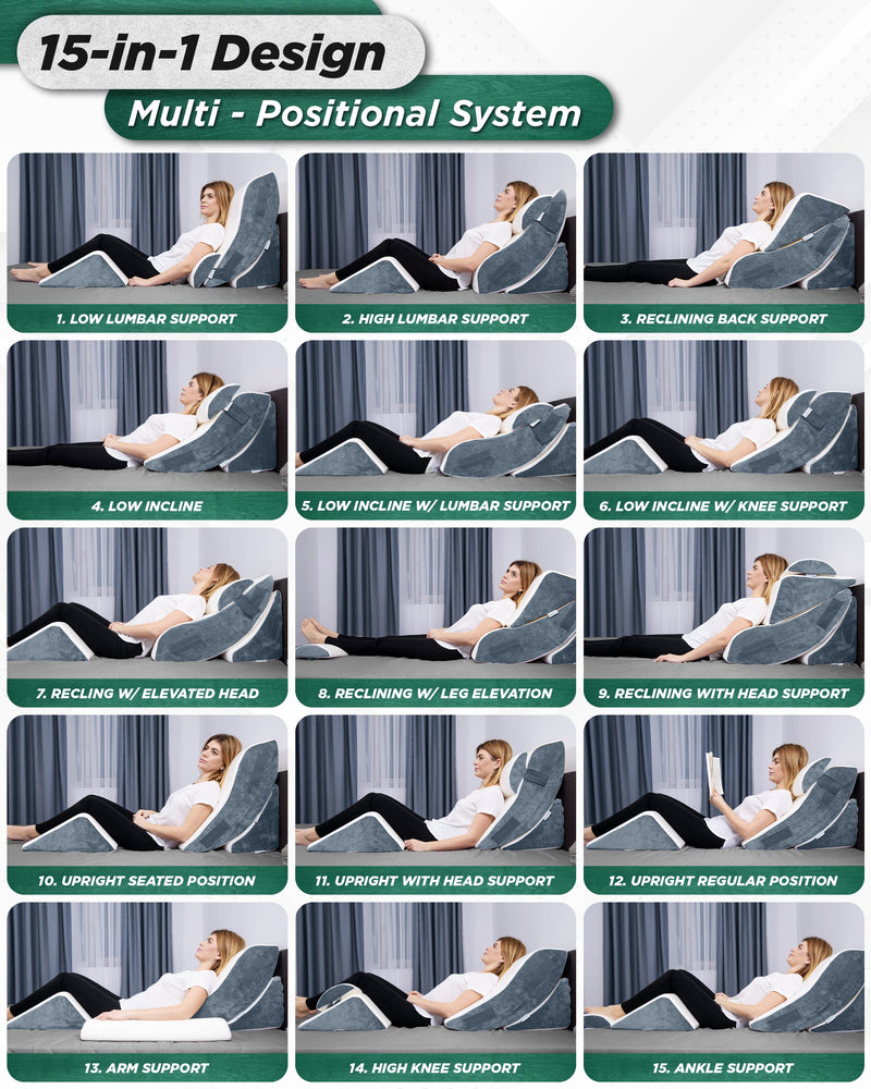 Load image into Gallery viewer, Lunix - LX5 4-Piece Support for Shoulder & Upper Body Rest, Orthopedic Bed Wedge Pillow Set, Arctic Navy