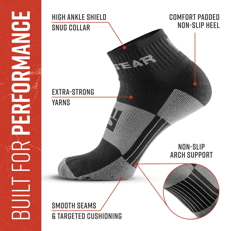 Load image into Gallery viewer, MudGear - Quarter (¼) Crew Socks - Black/Gray (2 pair pack)