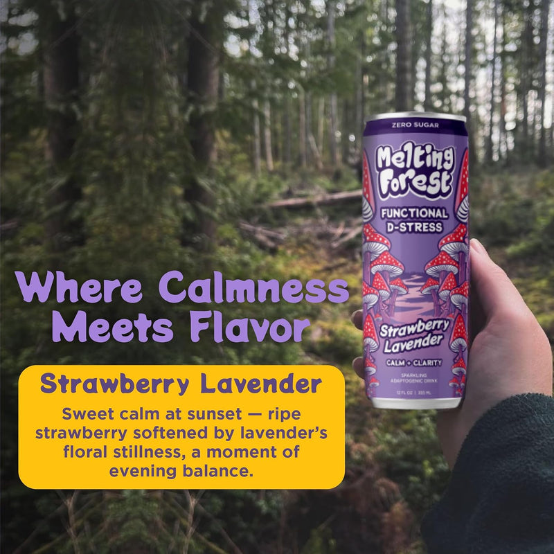 Load image into Gallery viewer, Melting Forest - Mushroom D-Stress Drink 12 Pack - Strawberry Lavender