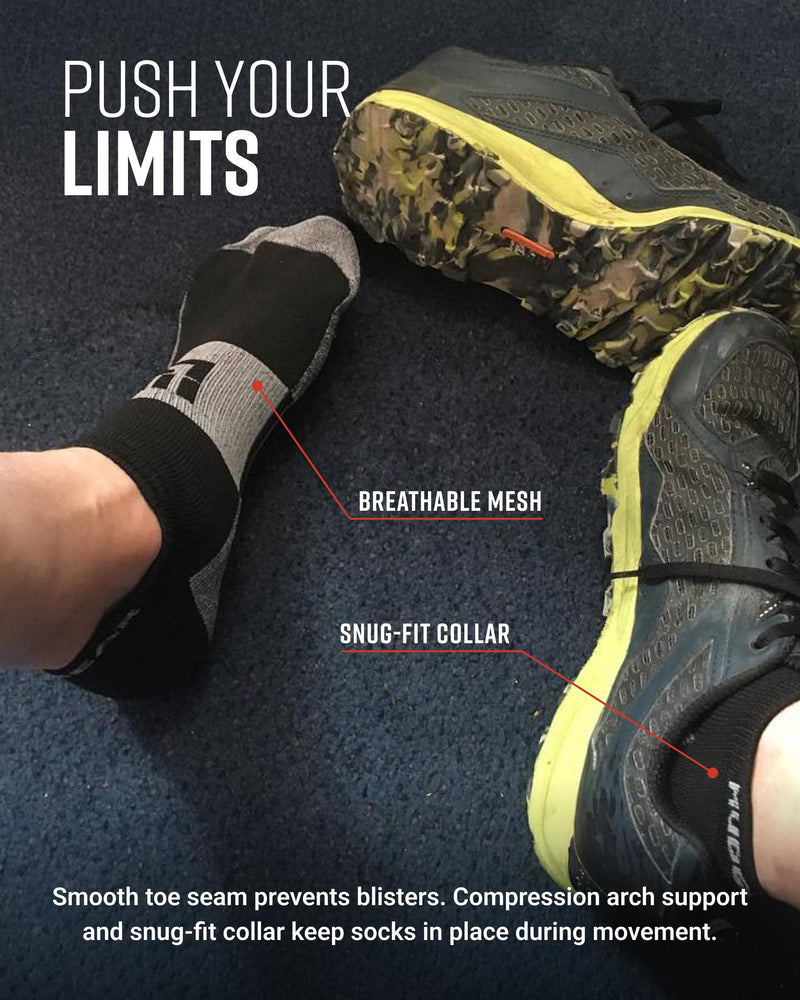 Load image into Gallery viewer, MudGear - No-Show Running Socks - Black/Gray (2 Pair Pack)
