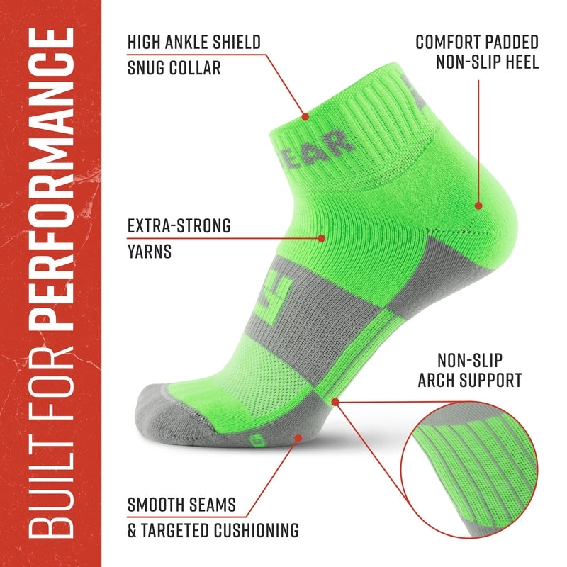 Load image into Gallery viewer, MudGear - Quarter Crew Trail Socks (Neon Green, 2-Pair Pack)