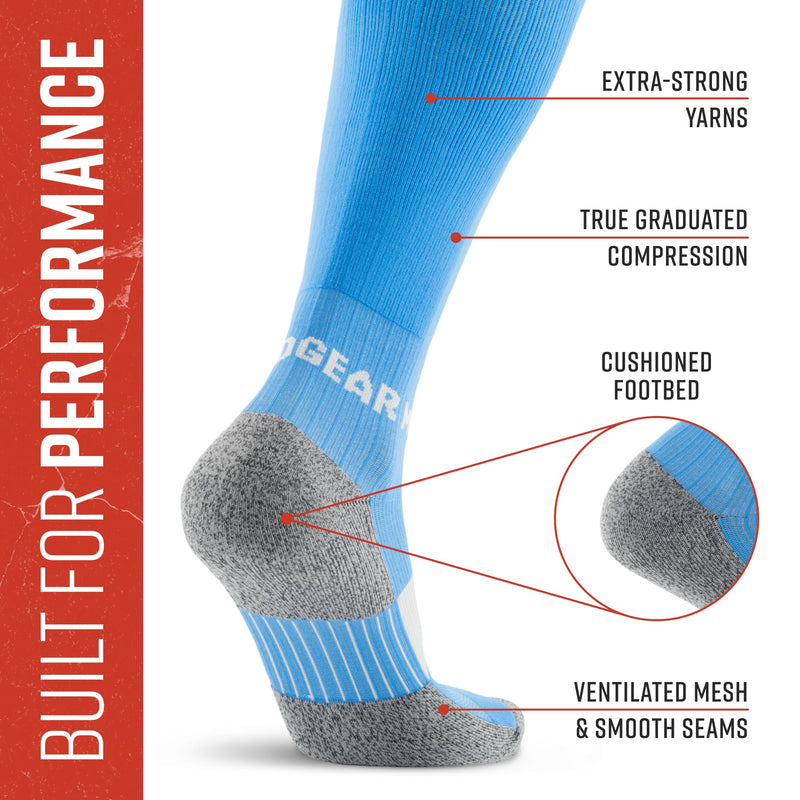 Load image into Gallery viewer, MudGear - Tall Compression Socks (Neon Blue)