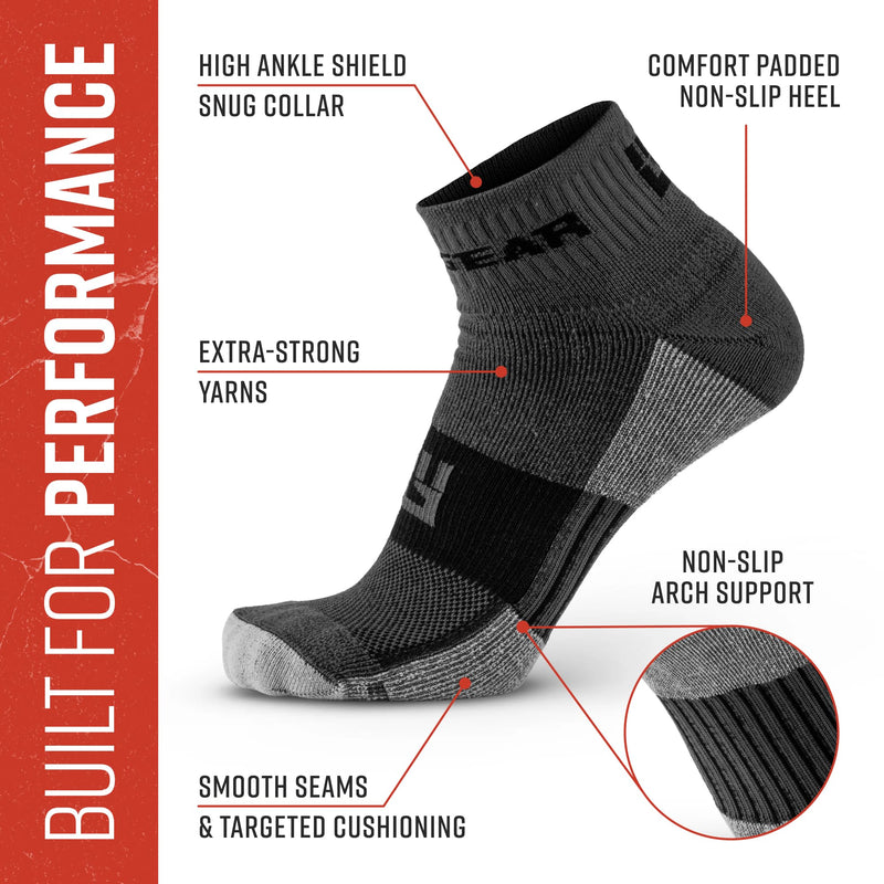 Load image into Gallery viewer, MudGear - Quarter Crew Trail Socks (Gray/Black, 2-Pair Pack)