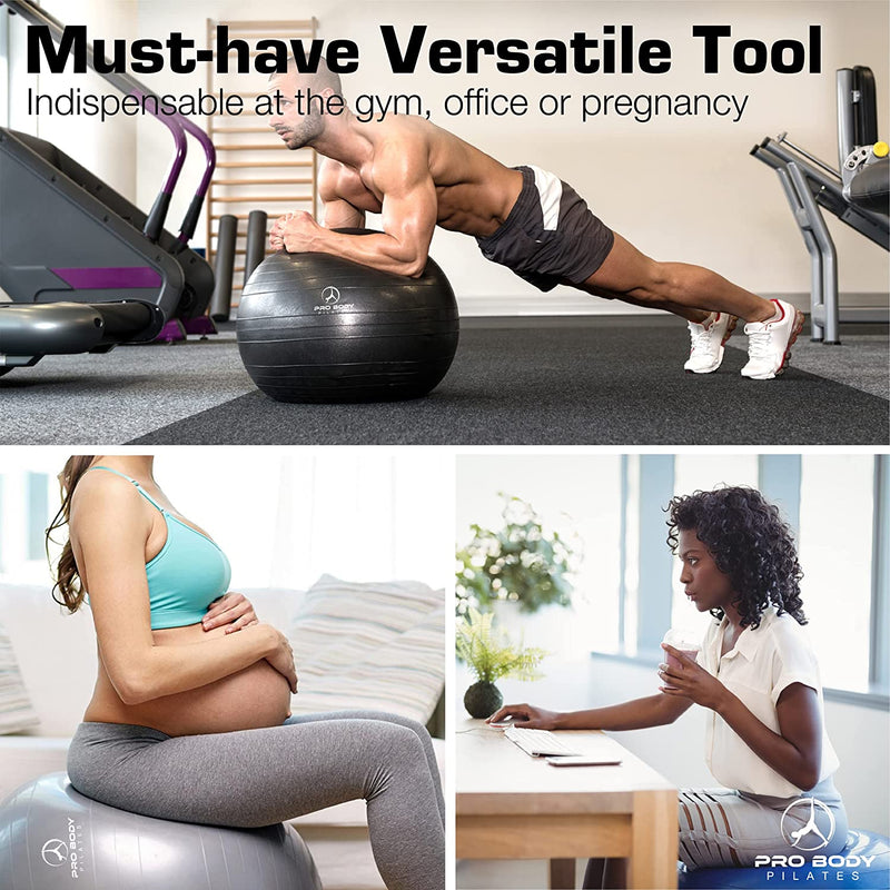 Load image into Gallery viewer, ProBody Pilates - Yoga Ball for Pregnancy, Fitness, Balance, Workout at Home, Office and Physical Therapy (Sky)