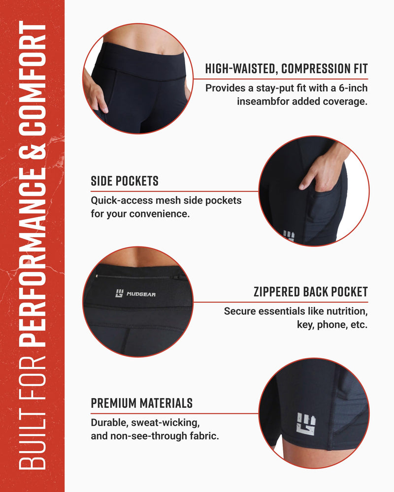 Load image into Gallery viewer, MudGear - Women's Flex-Fit Compression Shorts 6-inch Inseam