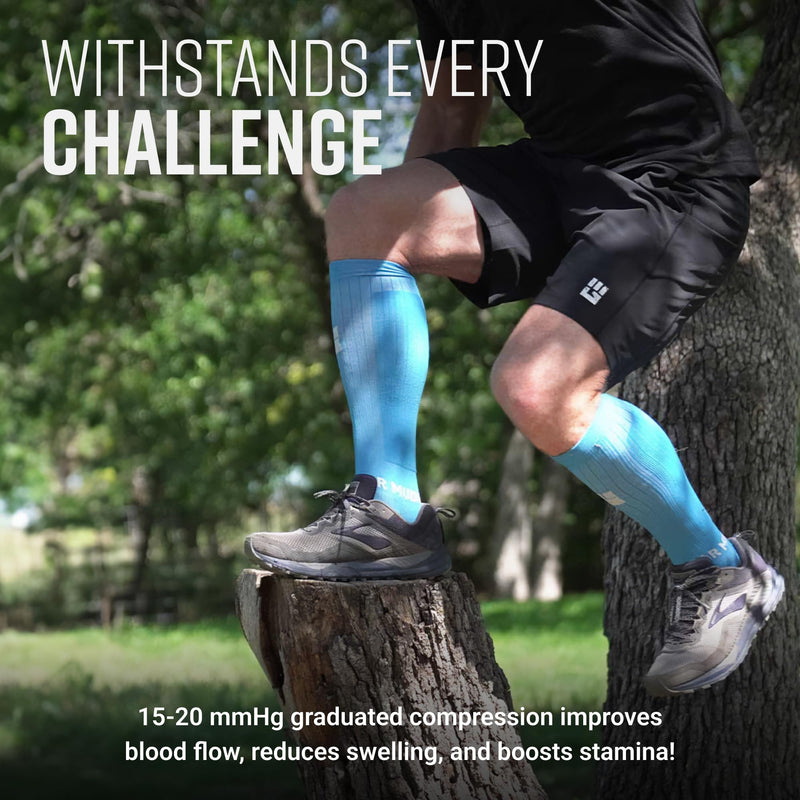 Load image into Gallery viewer, MudGear - Tall Compression Socks (Neon Blue)