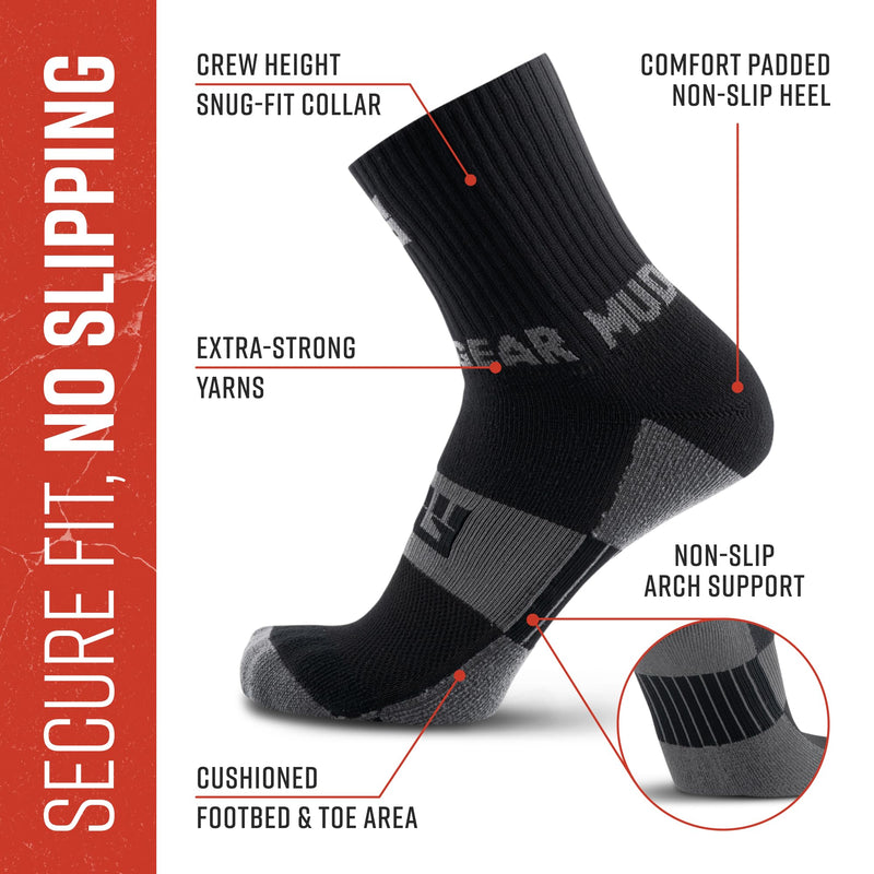 Load image into Gallery viewer, MudGear - 5" Crew Height Trail Running Sock (Black/Gray)