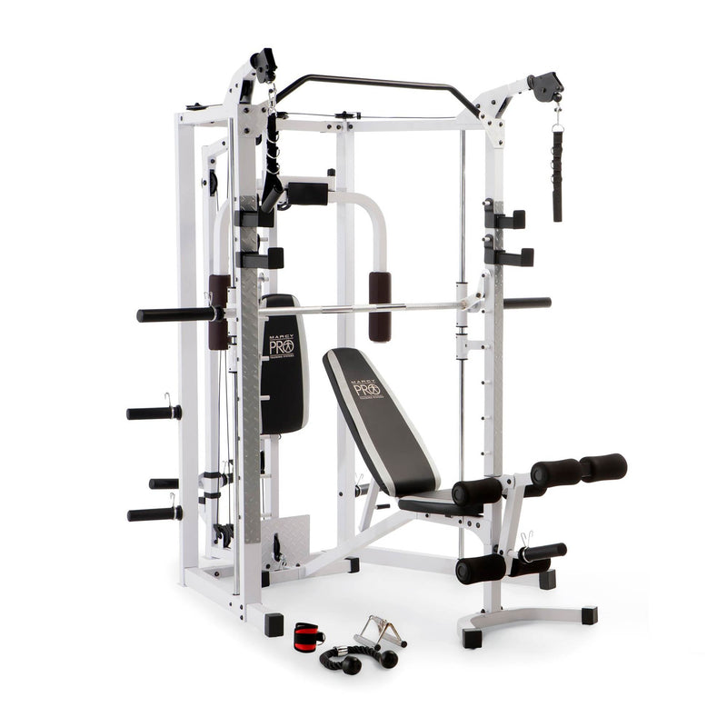 Load image into Gallery viewer, Marcy 5276 Combo Smith Heavy-Duty Total Body Strength Home Gym Machine, White