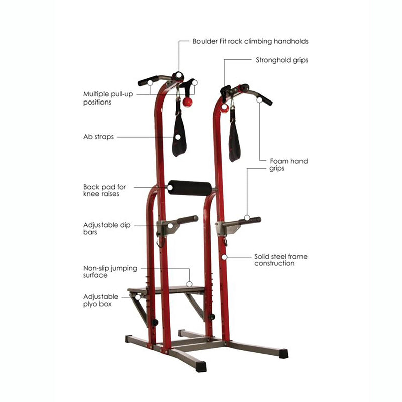 Load image into Gallery viewer, Stamina X Fortress Power Tower Home Gym Pull Up Fitness Workout Station, Red