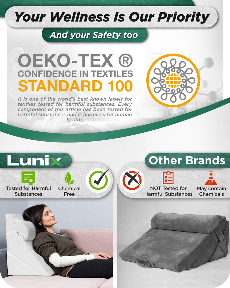 Load image into Gallery viewer, Lunix - LX6 3pcs Orthopedic Bed Wedge Pillow System, with Hot Cold Pack White