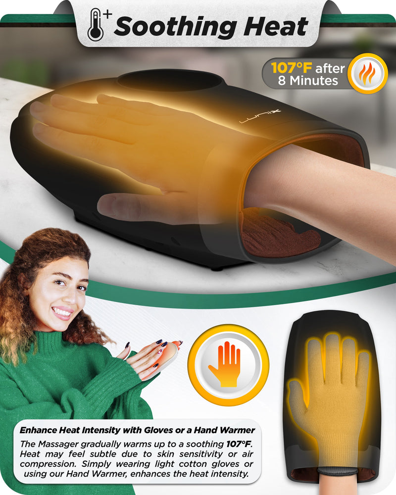 Load image into Gallery viewer, Lunix - LX7 LCD Touchscreen Hand Massager, Heated Air Compression, Charcoal Black