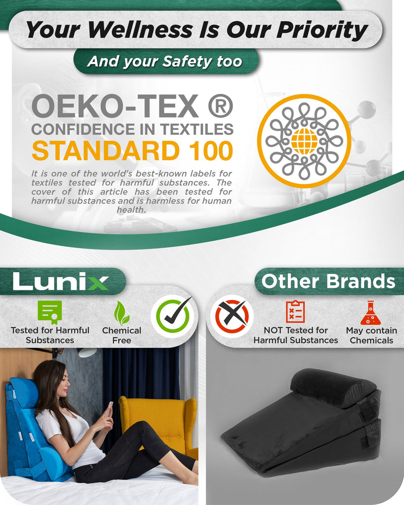 Load image into Gallery viewer, Lunix - LX11 5pcs Orthopedic Bed Wedge Pillow System, with Hot Cold Pack Blue