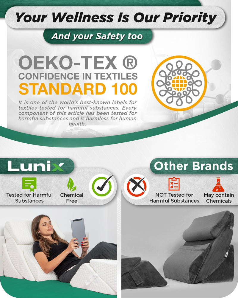 Load image into Gallery viewer, Lunix - LX13 6pcs Orthopedic Bed Wedge Pillow System, with Hot Cold Pack White