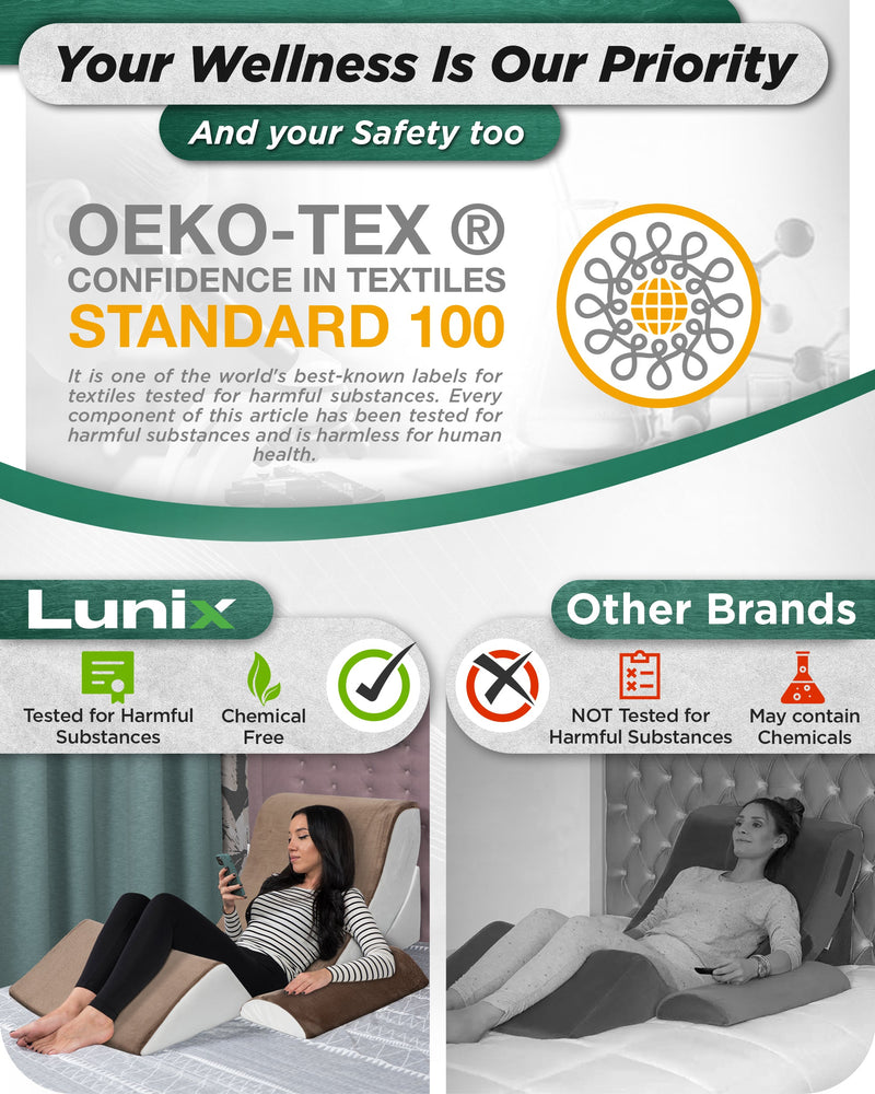 Load image into Gallery viewer, Lunix - LX5 4pcs Orthopedic Bed Wedge Pillow System, with Hot Cold Pack Brown/White