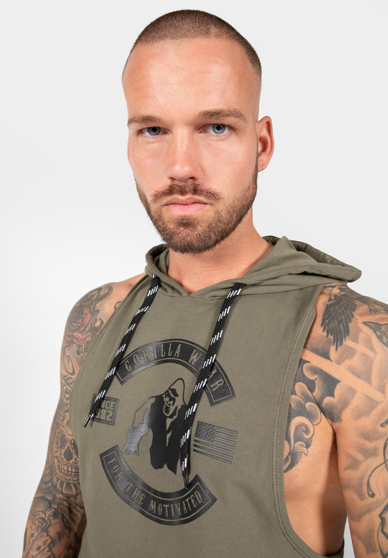 Load image into Gallery viewer, Gorilla Wear - Lawrence Hooded Tank Top - Army Green