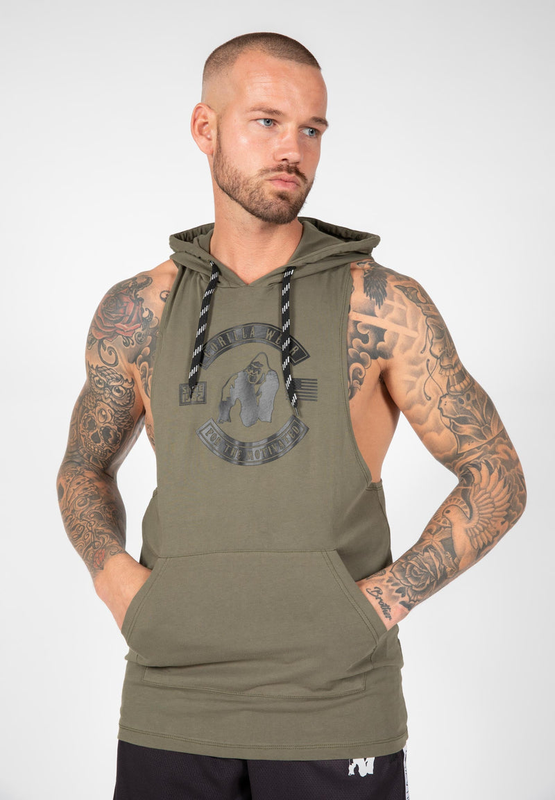 Load image into Gallery viewer, Gorilla Wear - Lawrence Hooded Tank Top - Army Green