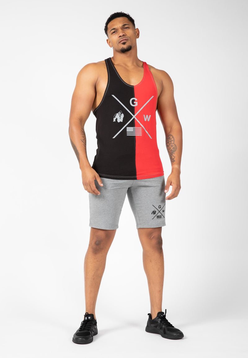 Load image into Gallery viewer, Gorilla Wear - Sterling Stringer Tank Top - Black/Red