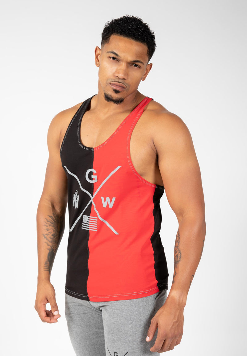 Load image into Gallery viewer, Gorilla Wear - Sterling Stringer Tank Top - Black/Red