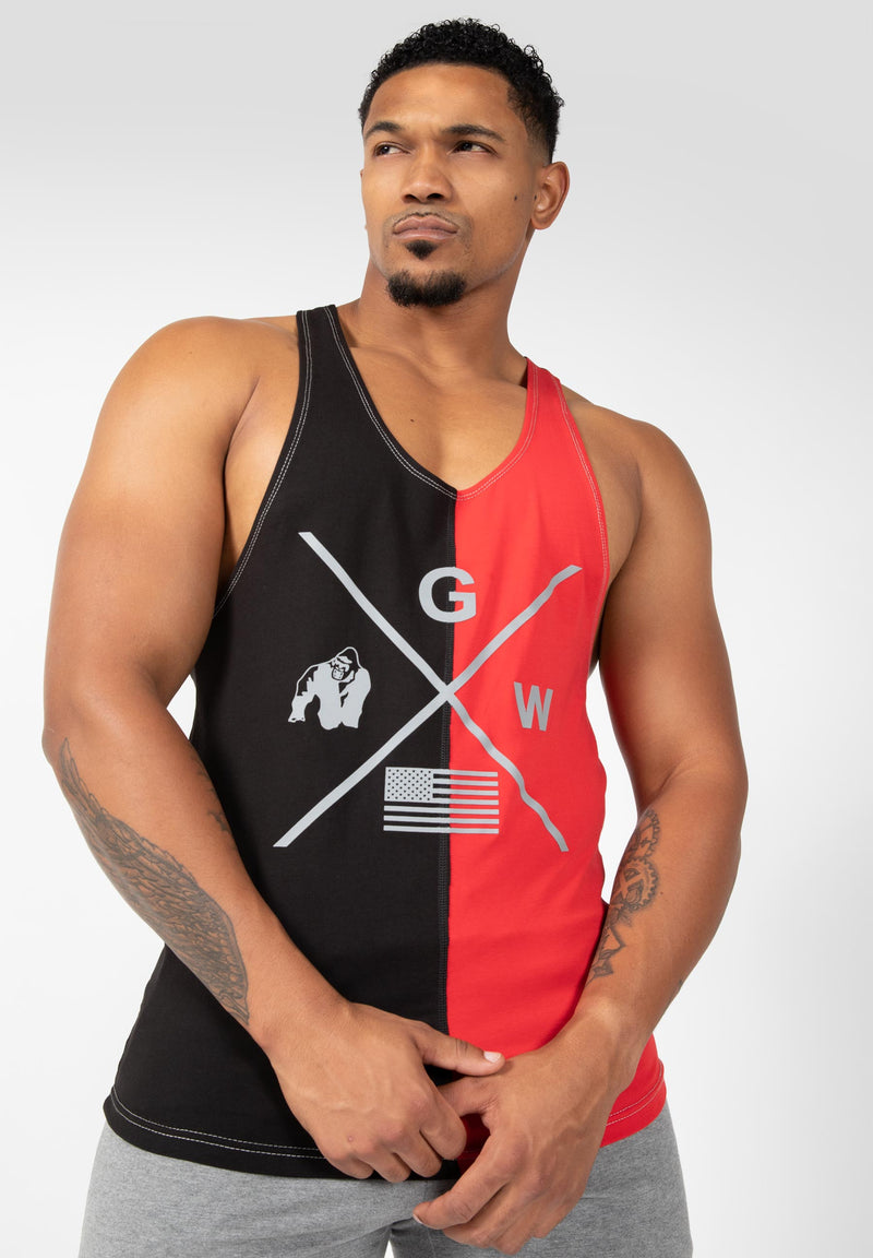Load image into Gallery viewer, Gorilla Wear - Sterling Stringer Tank Top - Black/Red