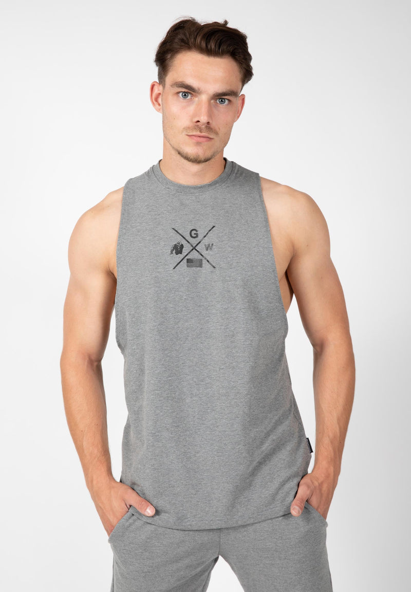 Load image into Gallery viewer, Gorilla Wear - Cisco Drop Armhole Tank Top - Gray/Black