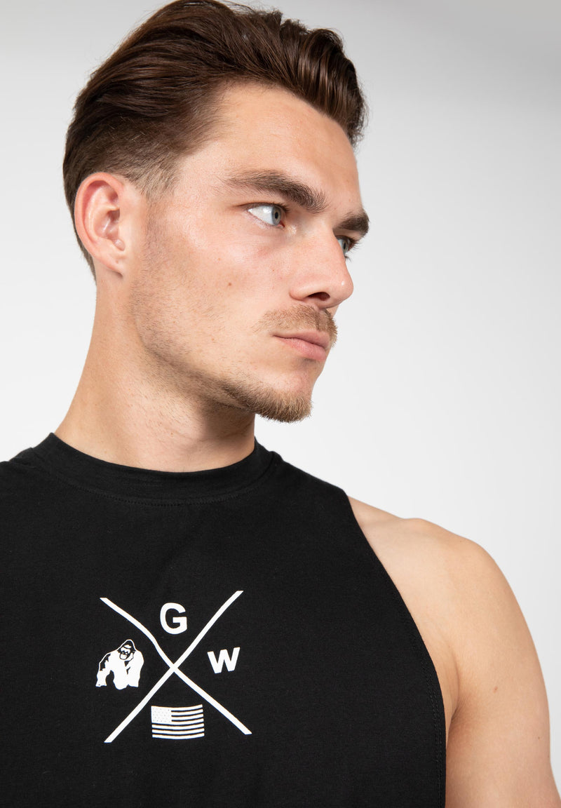 Load image into Gallery viewer, Gorilla Wear - Cisco Drop Armhole Tank Top - Black/White