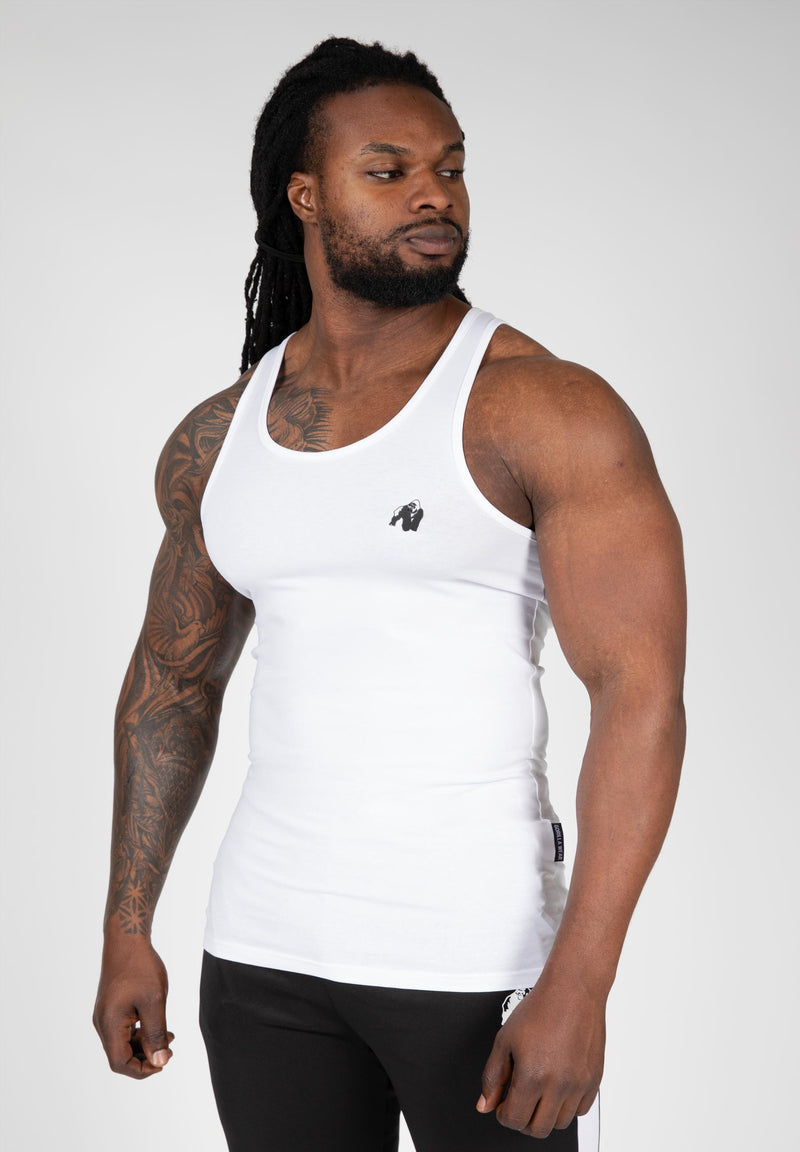 Load image into Gallery viewer, Gorilla Wear - Adams Stretch Tank Top - White