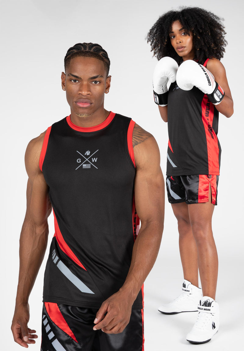 Load image into Gallery viewer, Gorilla Wear - Hornell Tank Top - Black/Red - Unisex - Short Sleeve