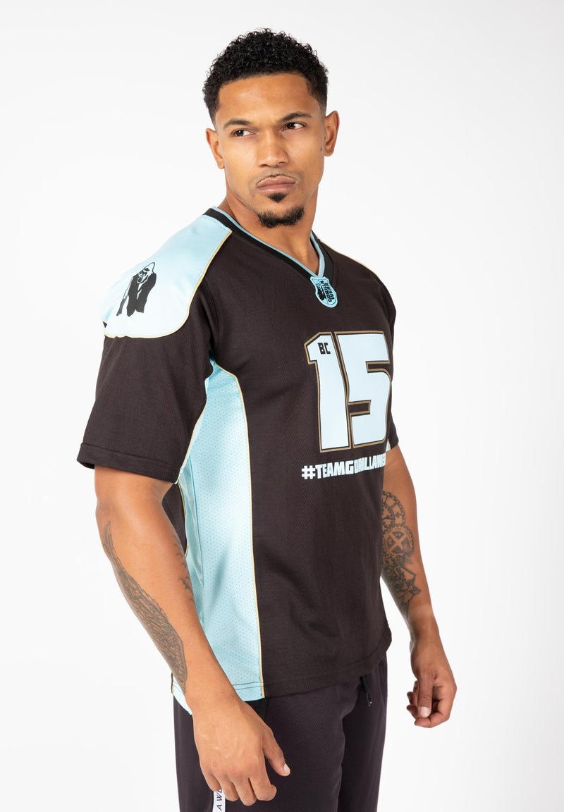 Load image into Gallery viewer, Gorilla Wear - Athlete Shirt 2.0 Brandon Curry - Black / Light Blue