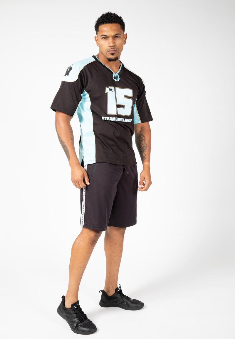 Load image into Gallery viewer, Gorilla Wear - Athlete Shirt 2.0 Brandon Curry - Black / Light Blue