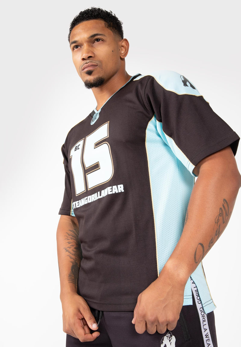 Load image into Gallery viewer, Gorilla Wear - Athlete Shirt 2.0 Brandon Curry - Black / Light Blue