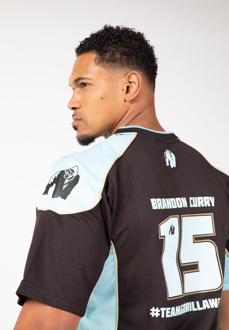 Load image into Gallery viewer, Gorilla Wear - Athlete Shirt 2.0 Brandon Curry - Black / Light Blue