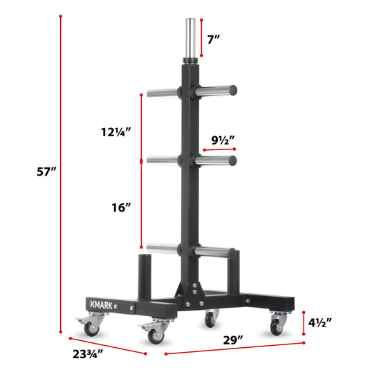 XMARK - Commercial Olympic Weight Plate Tree on Castors with Dual Bar Holders