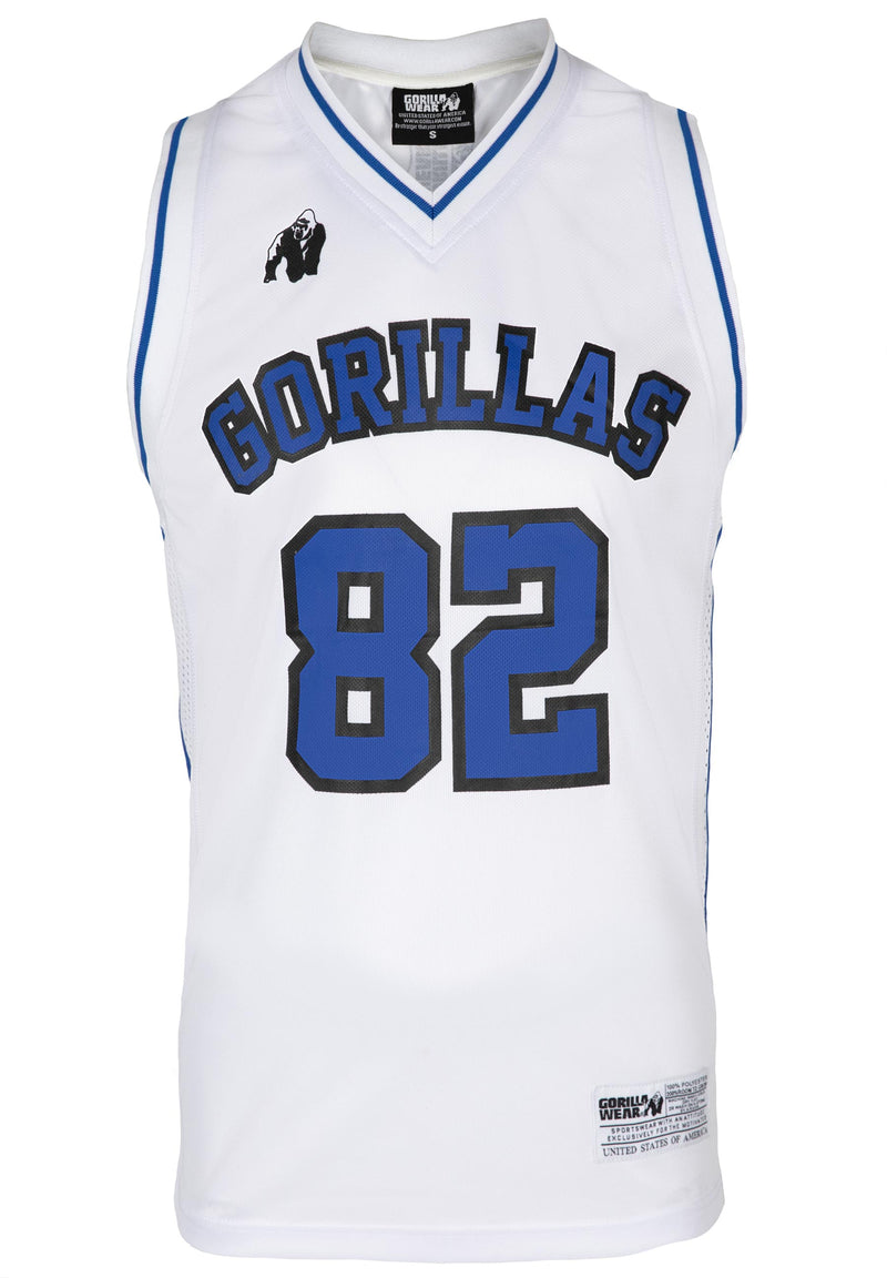 Load image into Gallery viewer, Gorilla Wear - San Mateo Jersey Tank Top - White/Blue