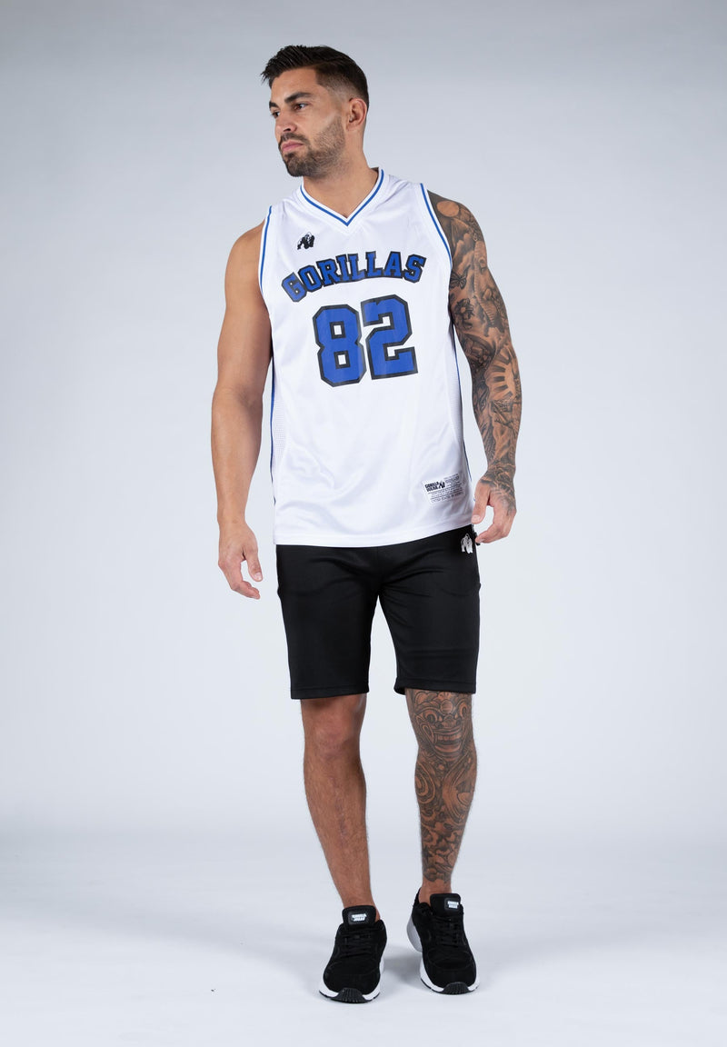 Load image into Gallery viewer, Gorilla Wear - San Mateo Jersey Tank Top - White/Blue