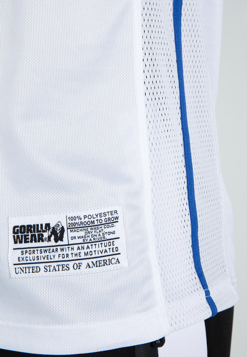 Load image into Gallery viewer, Gorilla Wear - San Mateo Jersey Tank Top - White/Blue