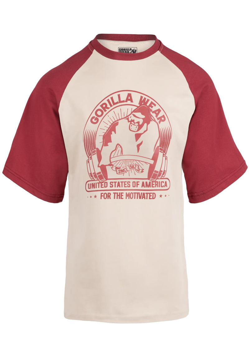Load image into Gallery viewer, Gorilla Wear - Logan Oversized T-Shirt - Beige/Red
