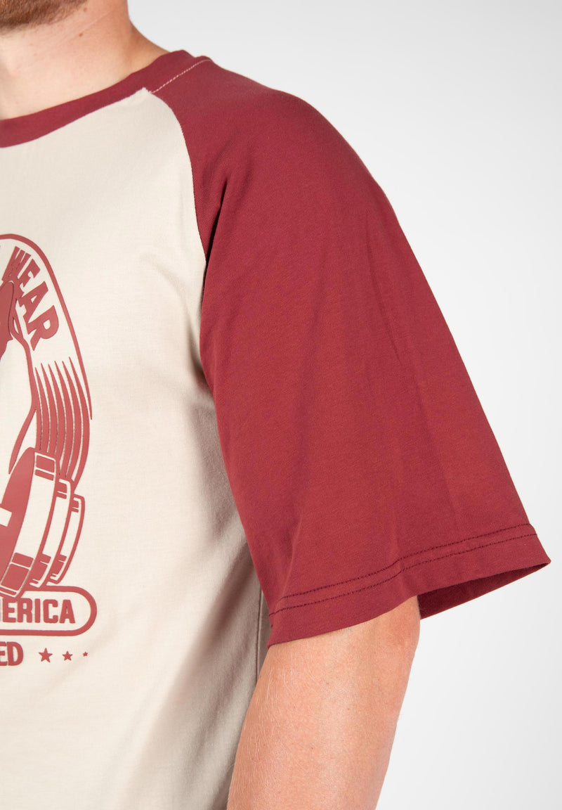 Load image into Gallery viewer, Gorilla Wear - Logan Oversized T-Shirt - Beige/Red
